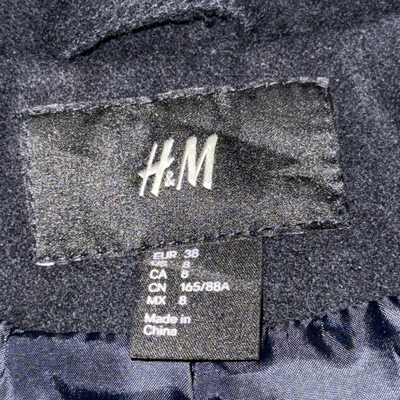 H&M Wool Blend Military Cropped Jacket SZ 8 - Picture 8 of 9